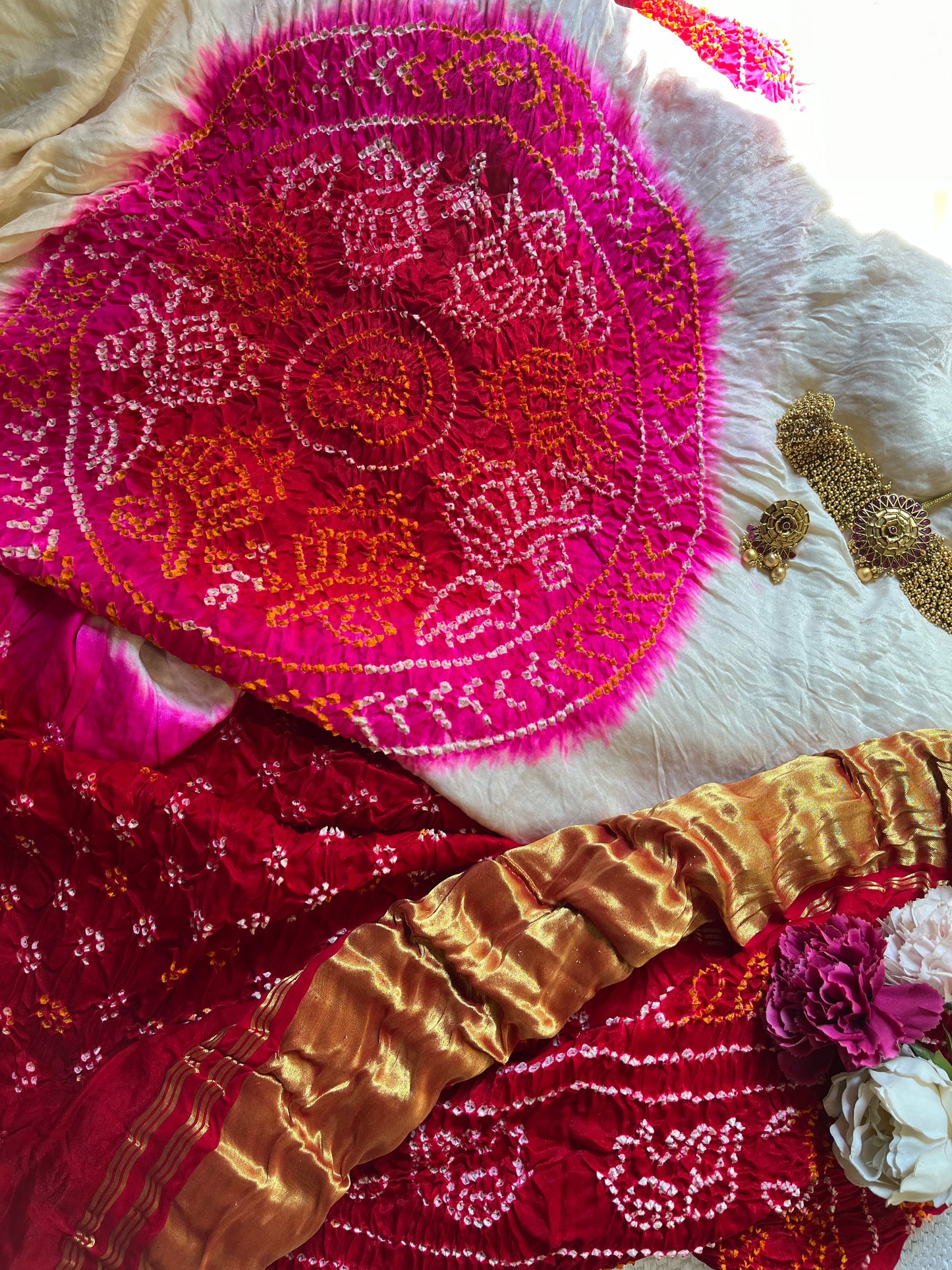 Gajji silk Bandhej saree